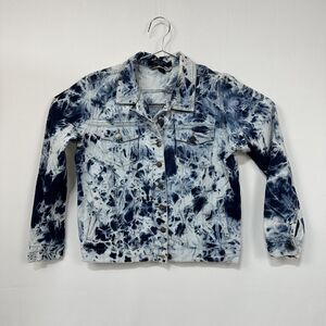 Helium London Woman’s Size Medium Casual Long Sleeve denim Jean Jacket Bleach